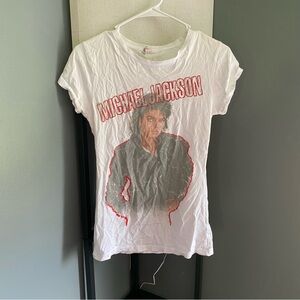 White Graphic T-Shirt with Michael Jackson Print